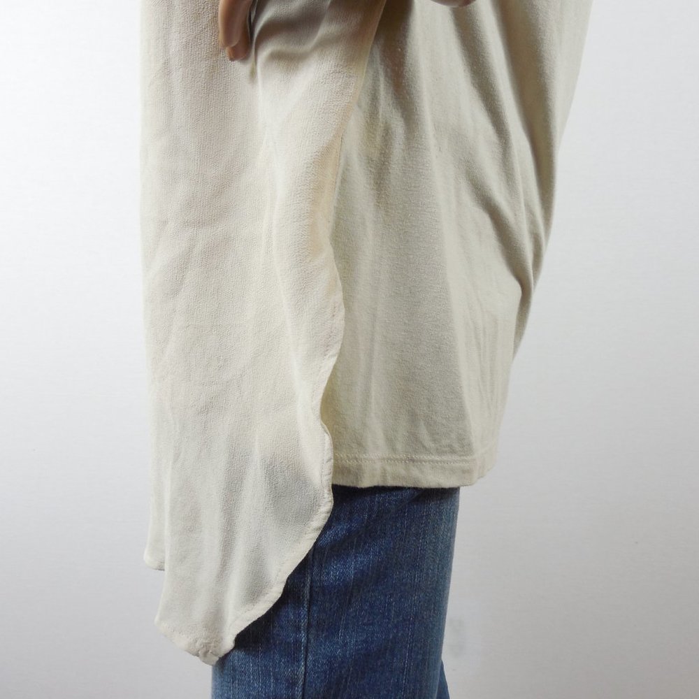 CHICO'S Top M Sz 1 Beige/Tan Knit Tunic Blouse Chiffon Overlay Relaxed Fit - Picture 6 of 11